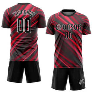 Custom Men's Soccer Jersey Set Sublimated Print Breathable Crew Neck Short Sleeve Athletic Fit Adult Teamwear Soccer Uniform - Product Image 3