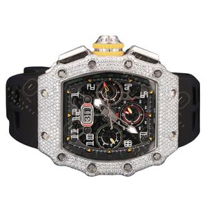 Luxury Men's Mechanical Watch Stainless Steel Case Diamond Buckle Black Silicone Band Analog Display 42mm Irregular Shape - Product Image 1