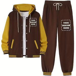 Hooded Cotton Two-Piece Vintage Style Fleece Unisex Tracksuit Stylish Comfortable Sweatshirt Hoodie Sweatpants Set Custom Logo - Product Image 1