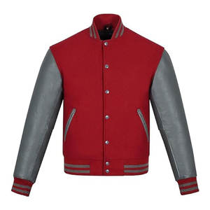 Chaqueta Varsity de Invierno Gruesa con Mangas de Cuero y Cuello Alto |   Fábrica de Chaquetas Letterman con Logotipo Frontal de Marca Privada - Product Image 2