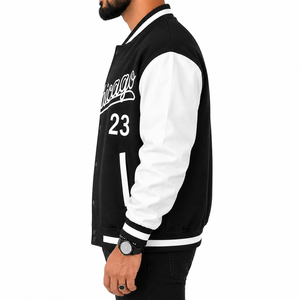 M.BAANI <b>Men's</b> Winter Eco-Friendly Bonded Fleece Fabric Formal Turtleneck Collar Embroidered <b>Letter</b> Print Slogan Graphic <b>Jacket</b> - Product Image 3