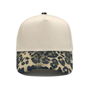 Wholesale Custom Leopard Print Brim 5 Panel Trucker Hats Two Tone Leopard Camo <b>Leaves</b> Pattern Bill Snapback Baseball Caps - Product Image 2
