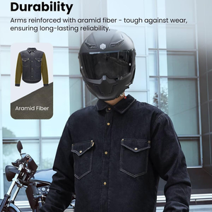 Chemise en denim bleu foncé pour homme, manches longues, coton, boutonnée, avec deux poches poitrine, à porter toute l'année - Product Image 2