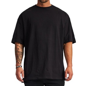 Camiseta de Cuello Redondo Negra Lisa Extra Grande para Hombre, Corte Regular, Impresión Digital, 100% Algodón Orgánico, Ropa Ecológica para Invierno - Product Image 1