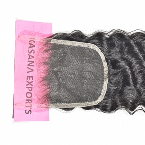 Extensions de cheveux humains vierges vietnamiens non traités, ondulés profonds, noirs, double trame, qualité HD 4x4, pour femmes, vente en gros - Product Image 1