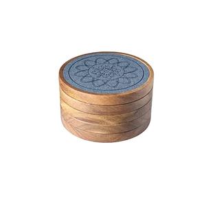 Juego de 6 Posavasos de Madera, Decoración Moderna y Estética de Lujo para Mesa de Centro, Mármol Blanco con Posavasos de Latón Dorado - Product Image 4