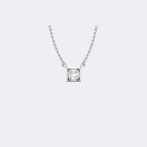 0.10CTW Round Brilliant <b>Frame</b> Set Diamond Solitaire Necklace - Product Image 2