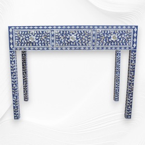 Mesa Consola de Lujo Estilo Moderno con Incrustaciones de Nácar y Otomanas para Sala de Estar, Salón, Hotel y Restaurantes - Product Image 1