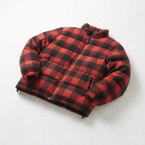Veste matelassée pour homme, rouge et noir à carreaux, col montant, fermeture éclair, coupe-vent, décontractée, épaisse, pour l'hiver - Product Image 3