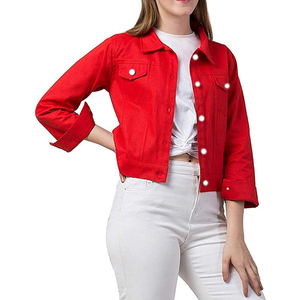 Women's Long Breathable Cotton <b>Denim</b> <b>Jackets</b> <b>Custom</b> Made Designs Classic Casual Stretch Fit - Product Image 3