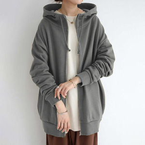 Sweat-shirts à capuche zippés respirants pour femmes, style streetwear, coupe oversize, pour l'automne, décontractés, longs, en polaire, avec poches - Product Image 5