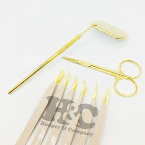 Nouvelle pince à épiler d'extension de cils de pêche miroir de ciseaux d'or miroir de cils durable meilleure pince à épiler de qualité en gros pince à épiler de vison - Product Image 2