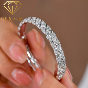 Bracelet en or blanc 18 carats avec diamants de laboratoire, pavé complet en forme de losange, style classique, bracelet en diamants sur toute la surface, bijoux de luxe - Product Image 6