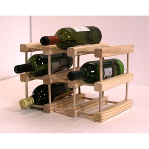 Porte-vin en bois naturel moderne pour 3 bouteilles, support de présentation autoportant, support à vin industriel pour comptoir, décoration de cuisine, bar, maison - Product Image 6