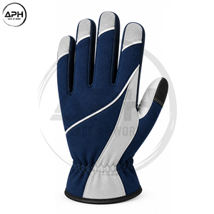 Guantes de Montaje Color Negro Oliva con Inserciones Texturizadas en la Palma, Paneles Decorativos en los Dedos y Puño Ajustable - Product Image 4