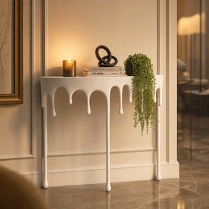 Mesa Consola Moderna Blanca Edición Glow con Diseño de Goteo para Pasillo, Mueble Decorativo - Product Image 2