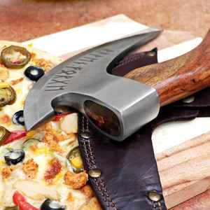 Coupe-pizza hache Viking fait main, forgé sur mesure, qualité industrielle, manche en bois, style hache, outil cadeau et d'extérieur - Product Image 6