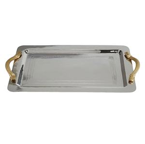 Bandeja de servicio única con asa para el hogar, Hotel, restaurantes, cocina, Color plateado, bandejas de servicio de café de Metal modernas, suministros de Hotel - Product Image 1