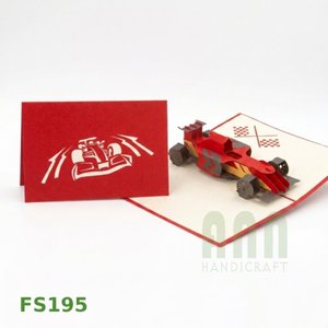 ANN HANDICRAFT Tarjeta de Felicitación 3D Pop-up Hecha a Mano en Vietnam, Personalizable, con Diseño de Coche de Fórmula 1, Invitaciones de Papel Troquelado de 4 Colores, FS195 - Product Image 2