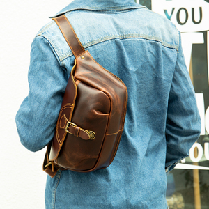 Bolsos de Pecho de Cuero Genuino, Mochila de Viaje y Senderismo, Bolso Bandolera de Cuero para Hombre, Bolso de Pecho para Hombre - Product Image 3