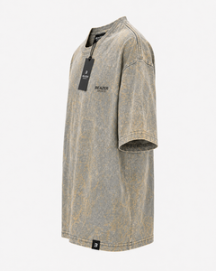 เสื้อยืดโอเวอร์ไซส์สีเทาพิมพ์ลายสำหรับผู้ชายรุ่นใหม่ล่าสุด คอกลม แขนสั้น สวมใส่สบาย ผลิตจากผ้าฝ้าย 100% ล้างสีแบบแอซิดวอช - Product Image 2