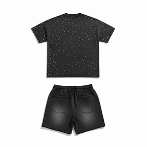 Ensemble 2 pièces haut et short pour homme, personnalisé avec logo, style délavé, grande taille, idéal pour l'été - Product Image 4