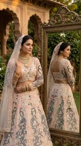 Ensemble Lehenga Choli en filet brodé Divyam Creation, longueur au sol, tenue de mariage traditionnelle pour femmes, style Inde Pakistan, Spandex - Product Image 5