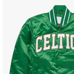 Chaqueta Varsity Verde Celtics para Hombre, Diseño con Parche de Logotipo Bordado, Chaqueta Bomber Informal para Otoño - Product Image 3