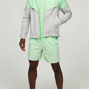 2026 Custom Men Summer Windbreaker Short <b>Set</b> Fashion Solid Color Short Sleeve Jacket With Shorts - Product Image 3