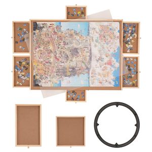 Tavolo per Puzzle in Legno da 1500 Pezzi con 6 Cassetti, Organizzatore Rotante per Puzzle 34x26 Pollici, Accessori per Puzzle, Copertura per Tavolo - Product Image 2