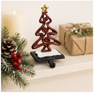 Heavy Duty Cast Iron Christmas Tree <b>Stocking</b> <b>Holder</b> For Mantel Weighted Decorative Metal <b>Stocking</b> Hanger With Hand-Painted Red - Product Image 6
