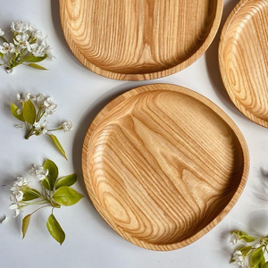 Bandeja de Madera Natural para Servir Alimentos |   Plato de Madera Maciza Resistente para Hogar, Restaurante, Hotel y Servicios de Catering - Product Image 2