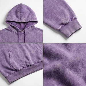 Sweat à capuche oversize en molleton pour homme, effet délavé minéral, avec broderie personnalisée, style streetwear vieilli, en coton épais, motif lettres d'équipe - Product Image 6