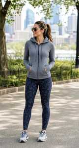 Sweat à capuche zippé pour femme, coupe classique, uni, respirant, décontracté, à manches longues, en molleton de coton écologique, avec logo sur le devant - Product Image 1