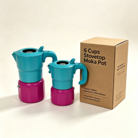 Cafetière Moka à 6 Tasses Personnalisée pour Plaque de Cuisson, Design Minimaliste, avec Isolation Thermique et Fenêtre Visible, Prise en Charge OEM ODM