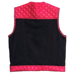 เสื้อกั๊กหนังสีพื้นสำหรับผู้ชาย สไตล์สตรีทแวร์ ไม่มีแขน รับสกรีนโลโก้ - Product Image 2