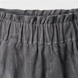 Jupe midi trapèze en similicuir PU pour femme, taille élastique, couleur unie, style minimaliste, longueur cheville, tissu tissé, toucher doux - Product Image 4