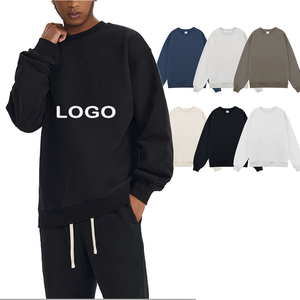 High Quality 450GSM Oversized Sweatshirt Solid Color <b>Men's</b> O Neck Sweatshirts Thickened Drop Shoulder <b>Pullover</b> Cotton Hoodie - Product Image 1