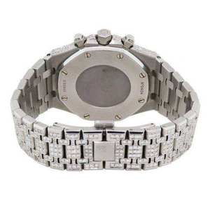 Meilleures ventes : Montre chronographe en acier inoxydable avec diamants Moissanite VVS, quartz glacé, résistance à l'eau 3 ATM - Product Image 3