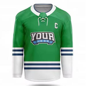 Maillot de hockey sur glace personnalisé 100 % polyester, col lacé, motif, anti-humidité, uniforme sportif pour jeunes et adultes - Product Image 2