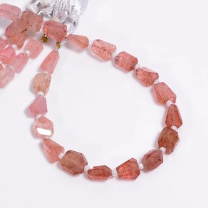 Natural Strawberry Quartz Faceted Nugget Gemstone Beads 6MM 9MM Loose Fancy Carved Beads For Jewelry Making Wholesale Price Bulk - Product Image 3