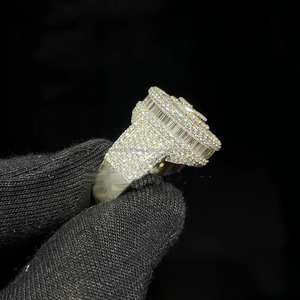 Anillo de compromiso de plata de ley 925 con moissanita baguette de moda para hombre, chapado en rodio, estilo hip hop, regalos de aniversario, anillos Bustdown - Product Image 2