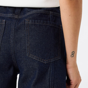 Shorts en jean extensibles pour femmes avec passants de ceinture, coupe ample à jambe large, bleu marine, tendance et décontracté pour l'extérieur - Product Image 6
