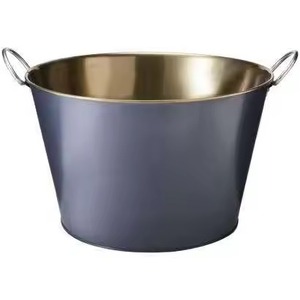 Golden Color Metal Bucket Planter With Handles Durable Outdoor Garden Use For Flower Green Plant <b>Container</b> - Product Image 5