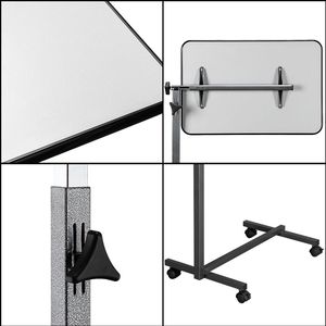 โต๊ะข้างเตียงอเนกประสงค์ปรับระดับได้ สีเงินเทา ทำจาก MDF/เหล็ก/มีล้อ 4 ล้อพร้อมเบรกสำหรับเตียง - Product Image 3