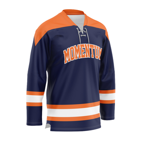 Custom Team Ice Hockey Jersey OEM Mesh Fabric <b>Applique</b> Tackle Twill Embroidery Lace Up V Neck Professional Sports Apparel - Product Image 2