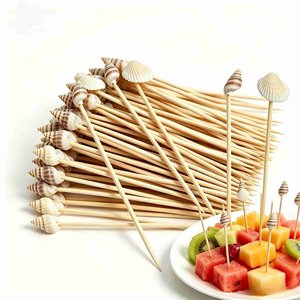 Palillos desechables de bambú con forma de concha marina para cócteles, brochetas para bar tiki, decoración, accesorios para bebidas de restaurante - Product Image 3