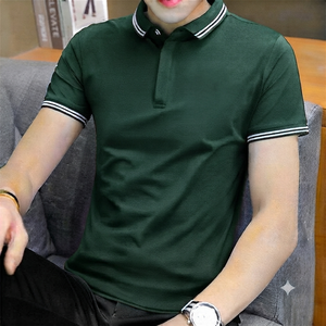 เสื้อยืดคอตตอนคุณภาพสูงสำหรับผู้ชาย แขนสั้น คอปกพับได้ พิมพ์ลาย สวมใส่สบายๆ สำหรับฤดูร้อน - Product Image 1