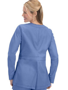 Veste d'échauffement athlétique ajustée pour femme, uniforme médical décontracté avec fermeture éclair, tissu extensible pour usage hospitalier - Product Image 2