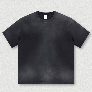 เสื้อยืดแขนสั้นผู้ชายสีน้ำเงินไล่เฉดสี ทรงลำลอง ระบายอากาศได้ดี คอทรงกลม ผ้าถัก สำหรับฤดูร้อน สีพื้น ย้อมสีเรียบ - Product Image 4